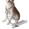 Hot selling Stainless steel Cuban link dog choker Durable Premium Quality with Leather Handle jewelry