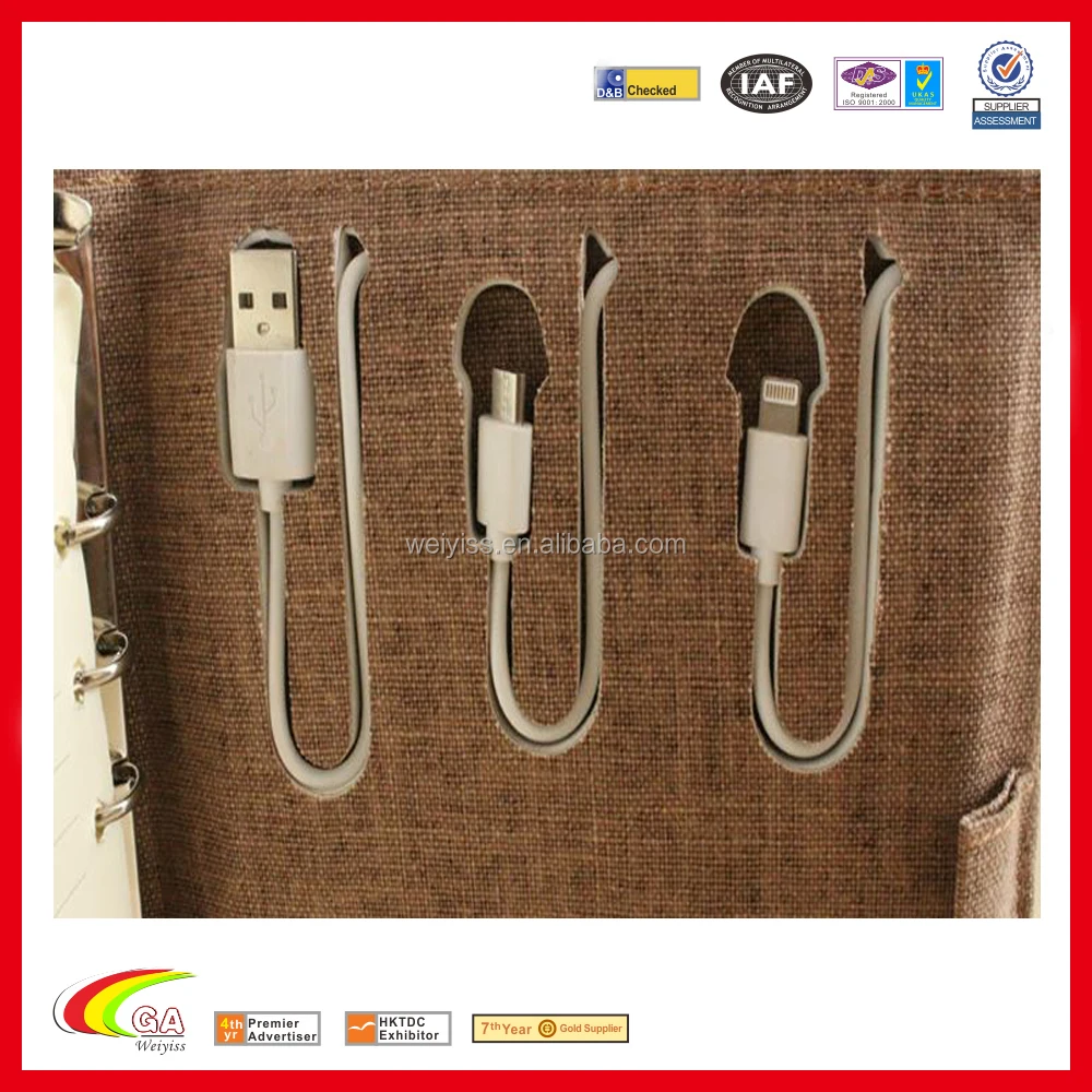 2018 fashion retro linen a5 notebook with 8000mah power bank and