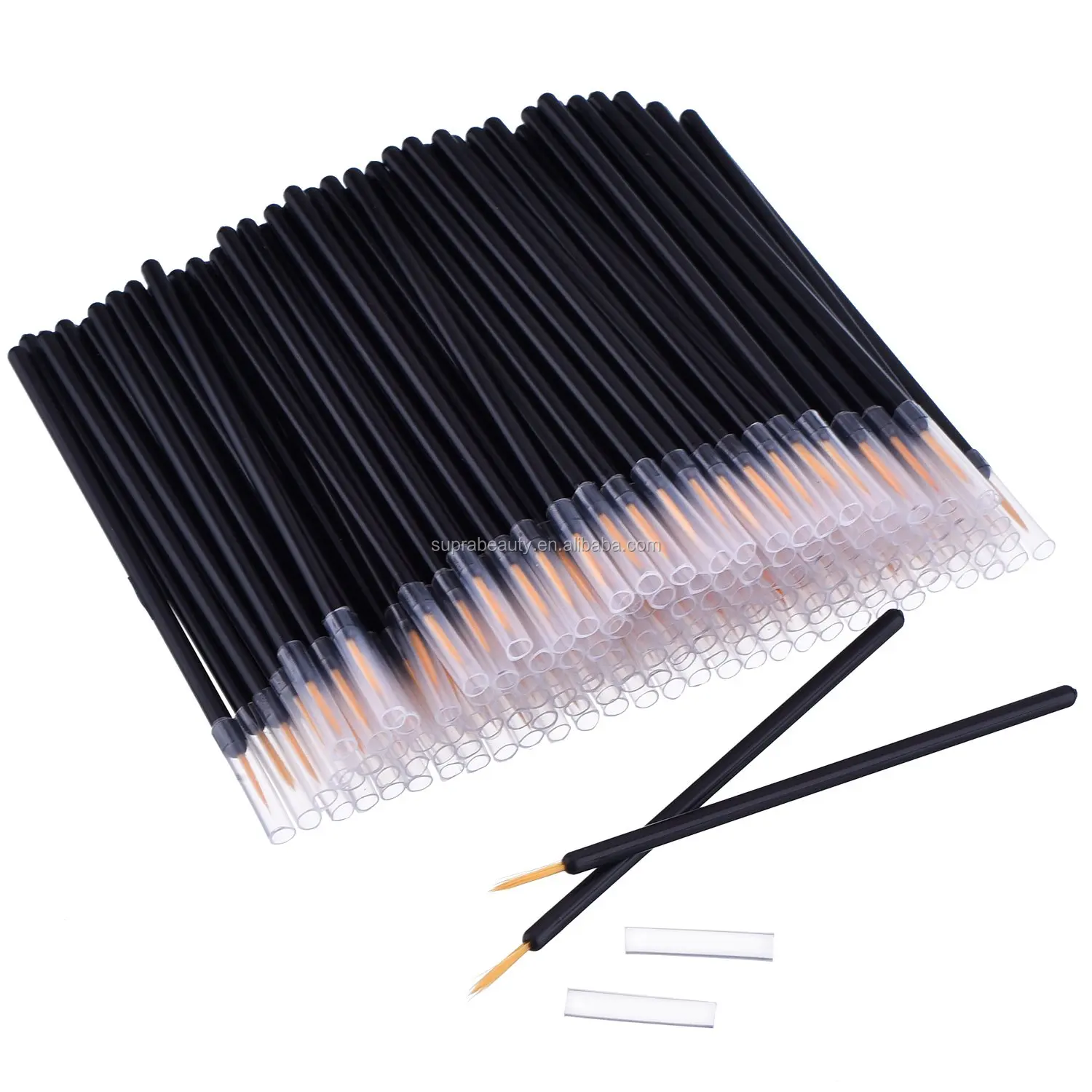 Low MOQ glitter plastic handle mascara cleaning disposable eyelash brush