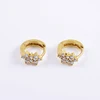Factory price hypoallergenic 21k gold plated white crystal setting hoop huggie earrings yiwu jewelry factory