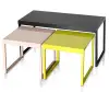 Stylish Powder Coated Nesting Metal Coffee Table And Side Table Set 3 In Kd