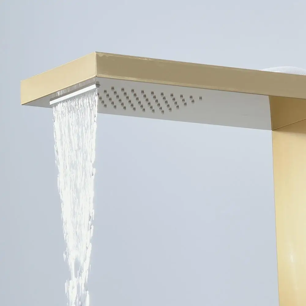 Fapully Bathroom Products, Waterfall Rain Shower Panel Titanium Golden Shower Panels Bathroom
