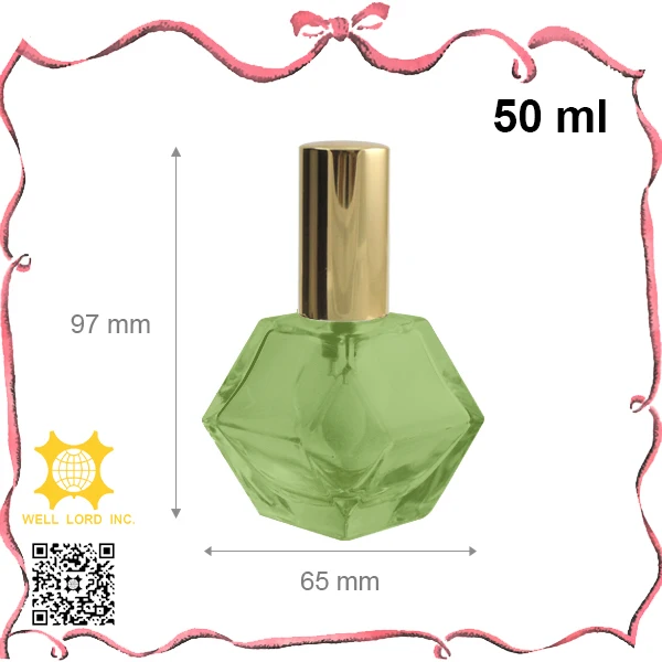 Tremendous design apple green perfume 50ml polygon glass bottle