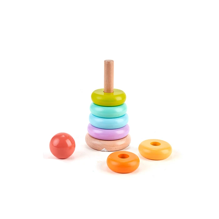 Customized Educational Toy Rainbow Stacker,Ring Rainbow Stacker Wooden Toy