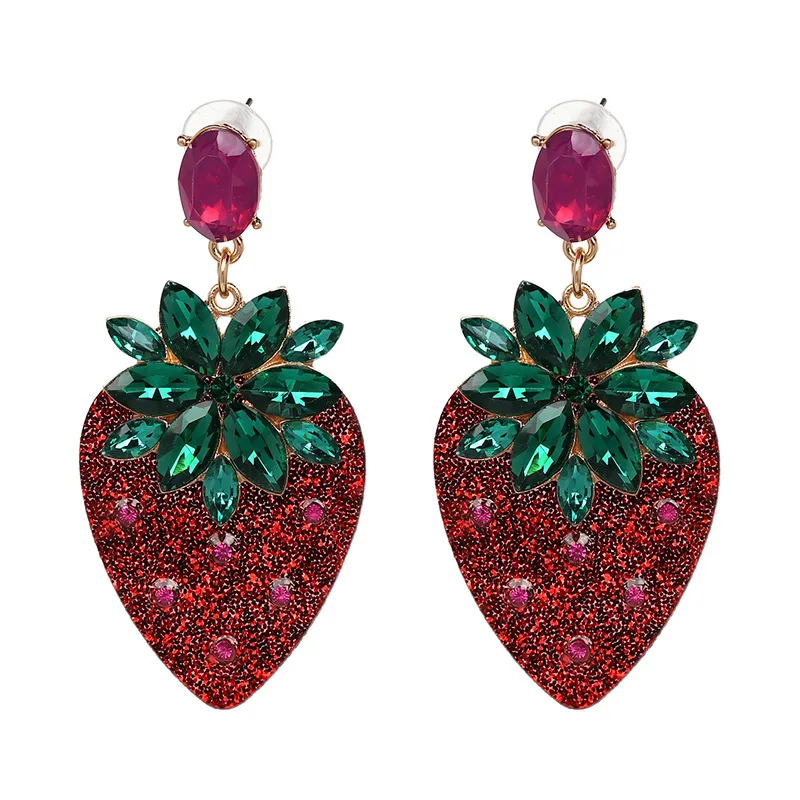 Fashion Jewelry Women New Fruit Earrings Dangles Drop Strawberry Earring Red Crystal Rhinestone Glass Handmade Jewelry Earring, As show
Fashion Jewelry Women New Fruit Earrings Dangles Drop Strawberry Earring Red Crystal Rhinestone Glass Handmade Jewelry Earring, As show