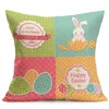 Wholesale Easter Rabbit with Eggs Home Decor Pillow Covers Cotton Linen Cute Bunny Easter Pillow Case Cushion Cover