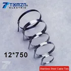 100pcs 12mmx750mm STAINLESS STEEL ZIP CABLE TIES LOCK TIE WRAP