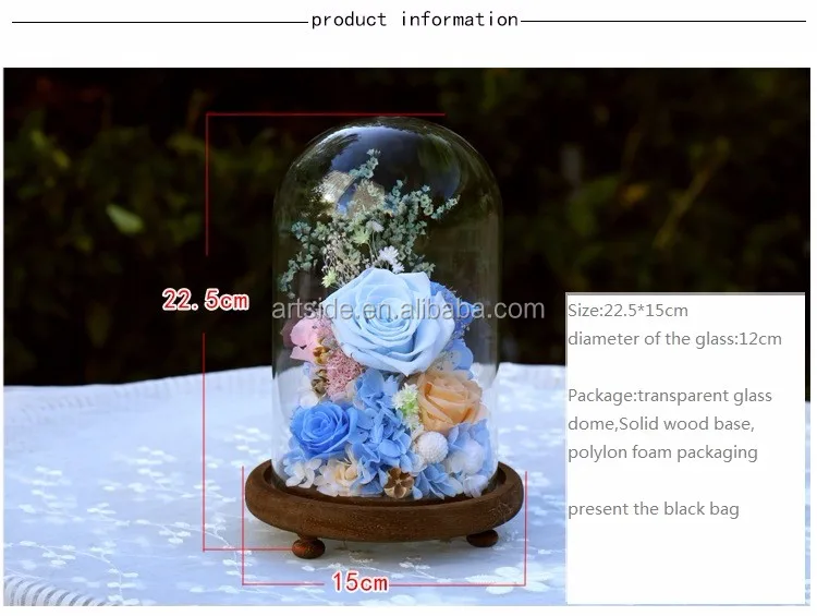 roses in glass dome/tubes everlasting flowers wedding gifts