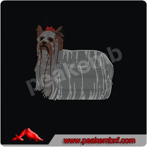 rhinestone yorkshire terrier dog hot fix motif for clothing