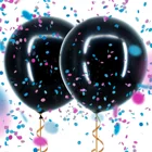 Boomwow 36inch Black Round Gender Reveal Balloon Pop with Pink and Blue Confetti for Baby Shower