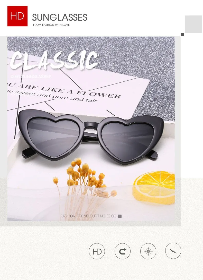 dropshipping polygon heart mirror glasses cute gift sunglasses