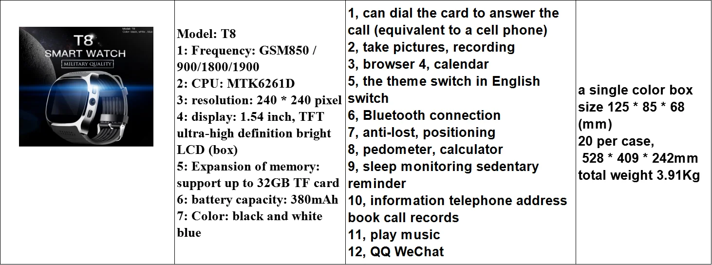 t8 smart watch military quality