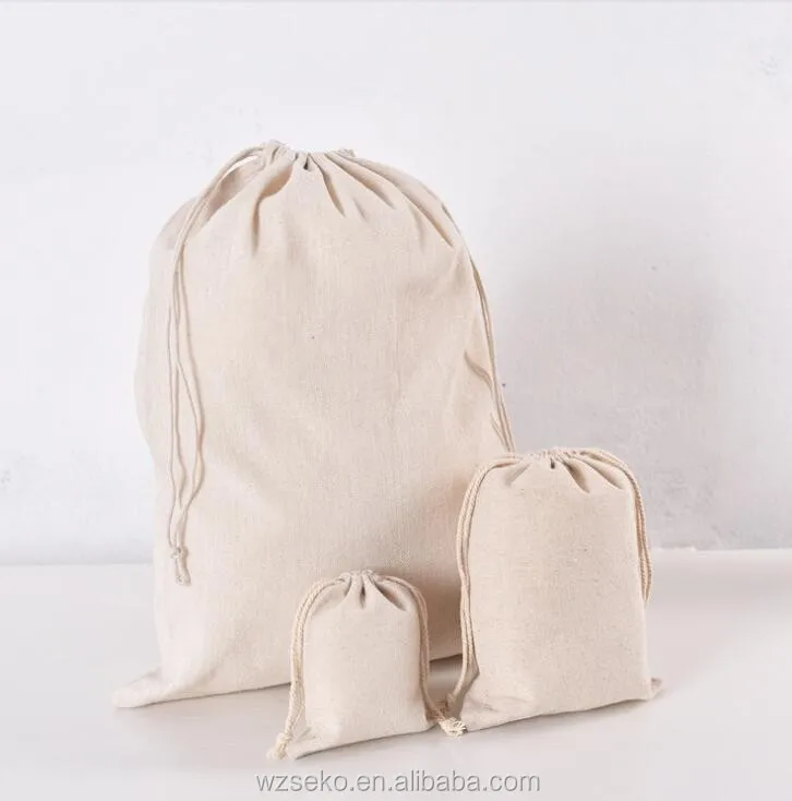 deluxe cotton jute drawstring bag/drawstring jute