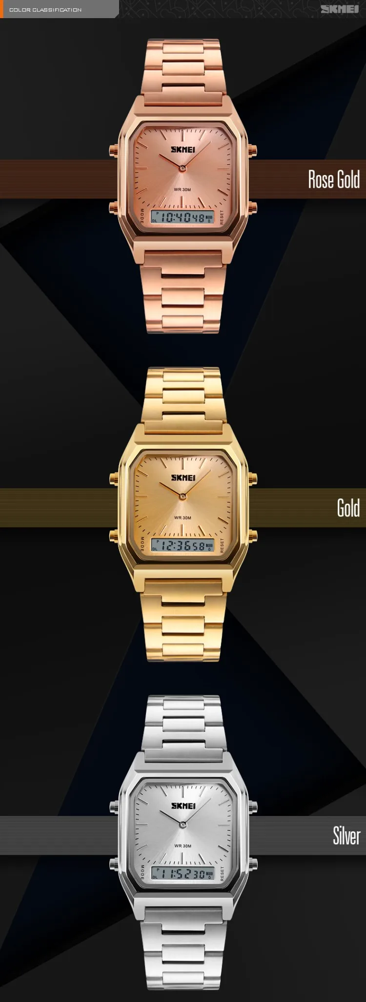 Rose gold metal band led dress wristwatch luxury armbanduhr herren high quality watch