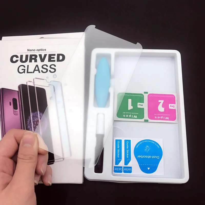 

3D Curved UV Nano Liquid Full Glue Screen Protector Tempered Glass For Samsung Galaxy S8 S9 S10 S20 Plus Note 8 9 Note9 Note10, Clear color