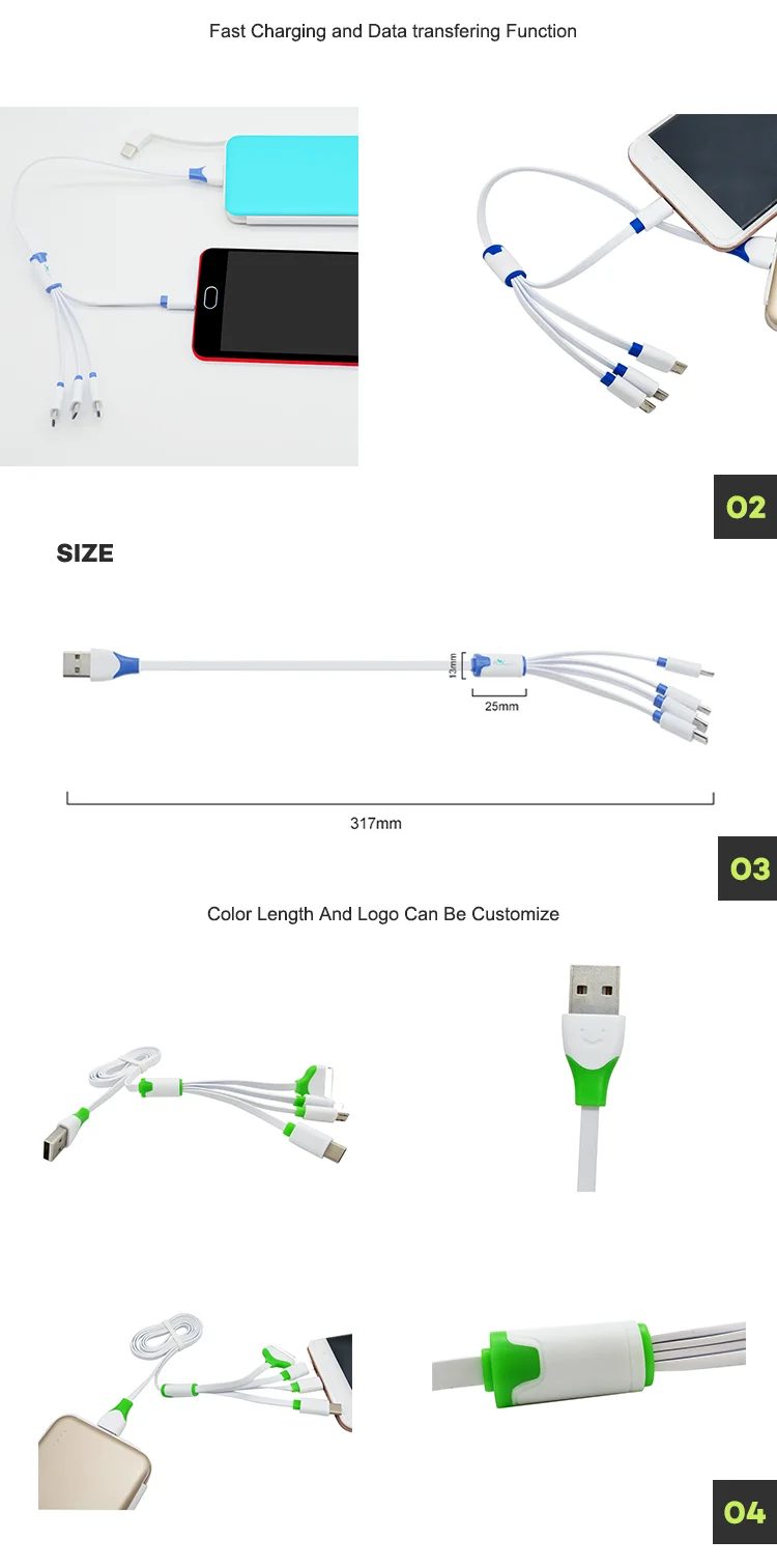Usb Cable Fast Charging Cable 3 In 1 Micro Usb Cable - ANKUX.COM