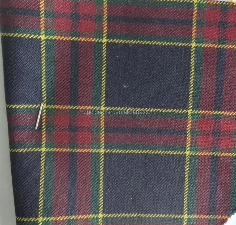 50% wool tartan tweed fabric manufacturer