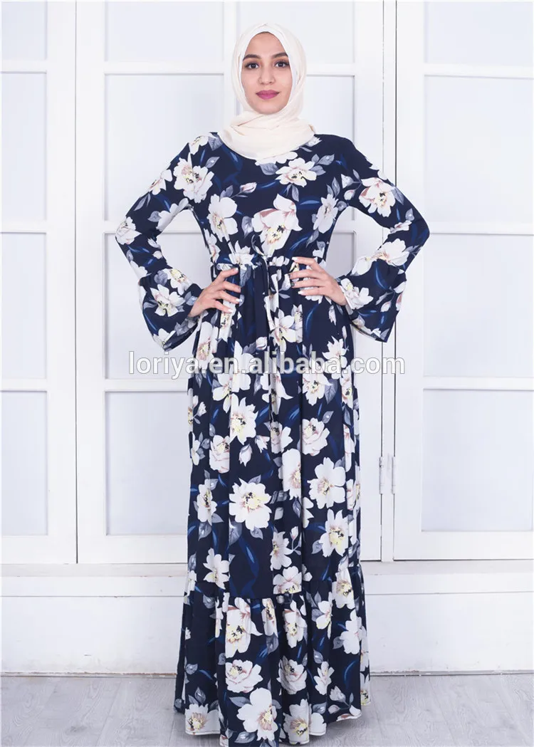 Good Looking Islamic Clothing Elegant Floral Printed Heavy Polyester