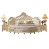 European classical style King size solid wood round bed /genuine leather high - grade round wedding bed