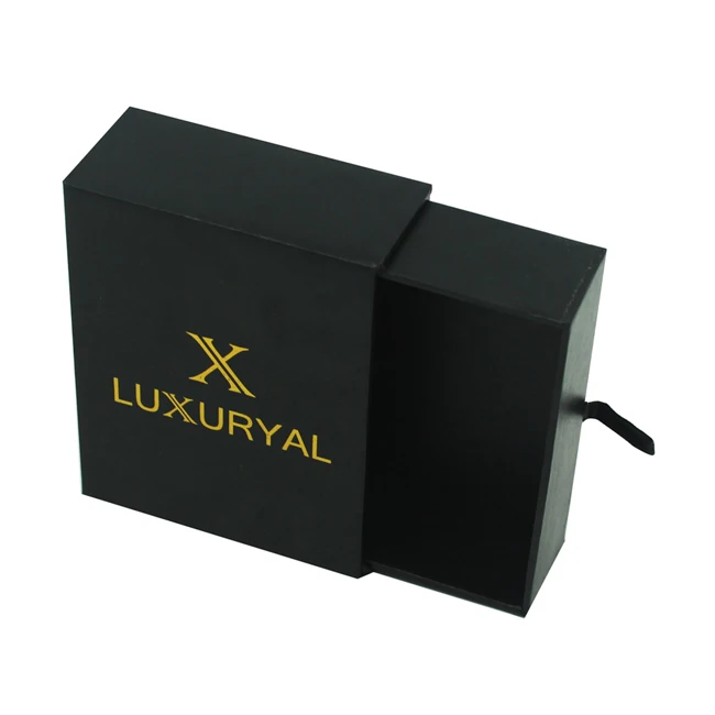 custom matt black drawer packaging cardboard box, wholesale