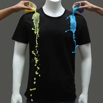 

breathable comfort waterproof and stain resistant T-shirt black technology nano Hydrophobic Fitness T Shirt