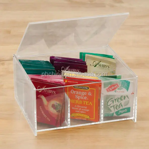 B80 4 Compartment Acrylic Tea Bag Caddy,Tea Bag Holder Buy Acrylic
