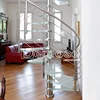 indoor modern wood stairs design spiral stairs/used wrought iron stair railing DMS-1011