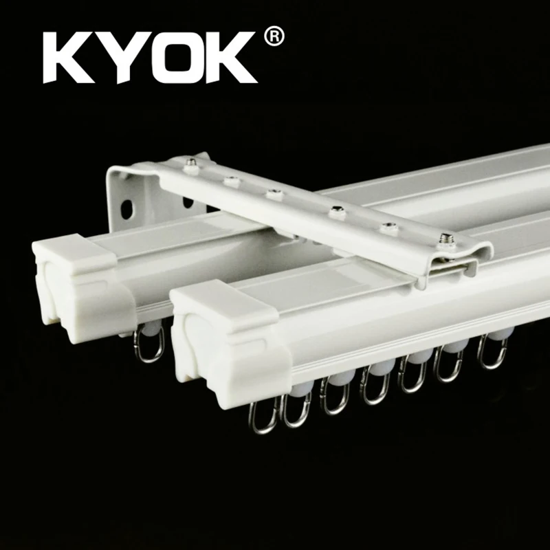 Kyok Glass Ceiling Mounted Curtain Track System Window Crown
