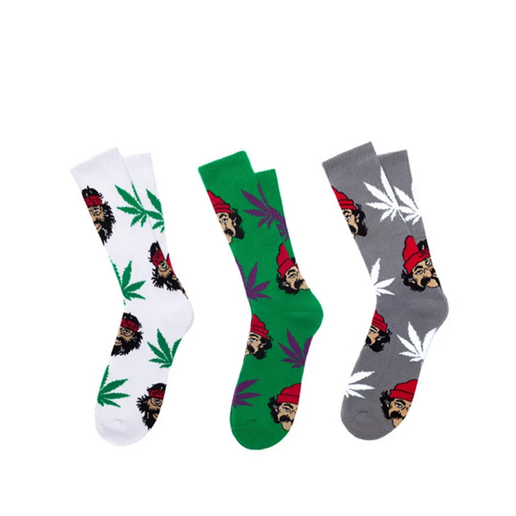 

Bonypony Maple Leaf Socks Unisex Pirate Cheech&chong Portrait Sock Marijuana Weed Long Skateboard Hip hop Socks