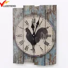 Shabby Chic Rooster Design Reproduction Wood Country Style Wall Clocks