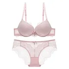 New 2018 Women Lace Bra and Panty Set Sexy Push Up Bras Sets Ladies ABC Cup Size Pink Black Grey Color
