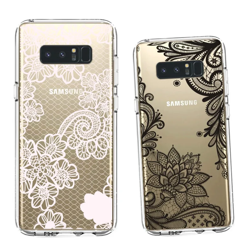 Marble Patterned For Samsung Galaxy Note 8 TPU Case Phone S8 S7 Edge Soft Flexible Slim Fit Protective Cover for Samsung Note 8 Case For Samsung Galaxy Note 8 Case White Henna Mandala Floral Lace Clear Design Printed Transparent Protective Phone Cover TPU Case for Galaxy Note 8