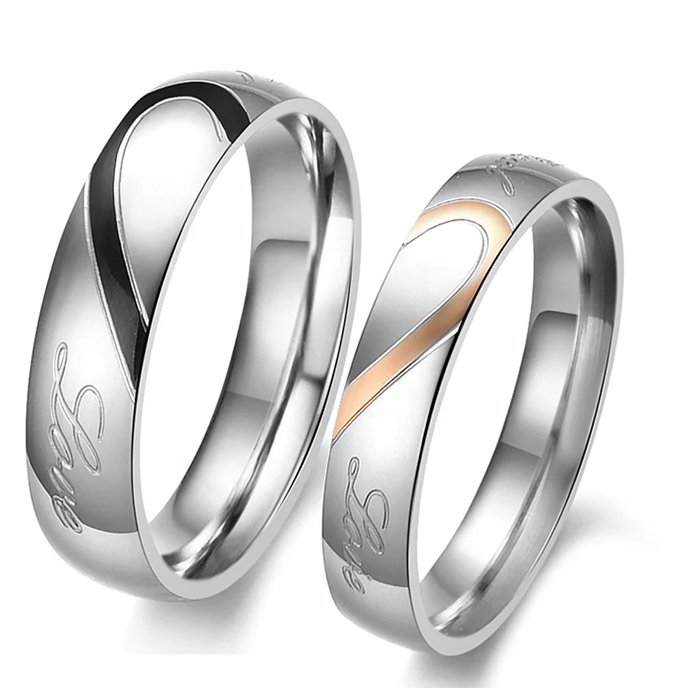 Personalized Engravable Customised Thin Stainless Steel Heart Shape Wedding Ring Set Couple, Black/rose gold
Personalized Engravable Customised Thin Stainless Steel Heart Shape Wedding Ring Set Couple, Black/rose gold