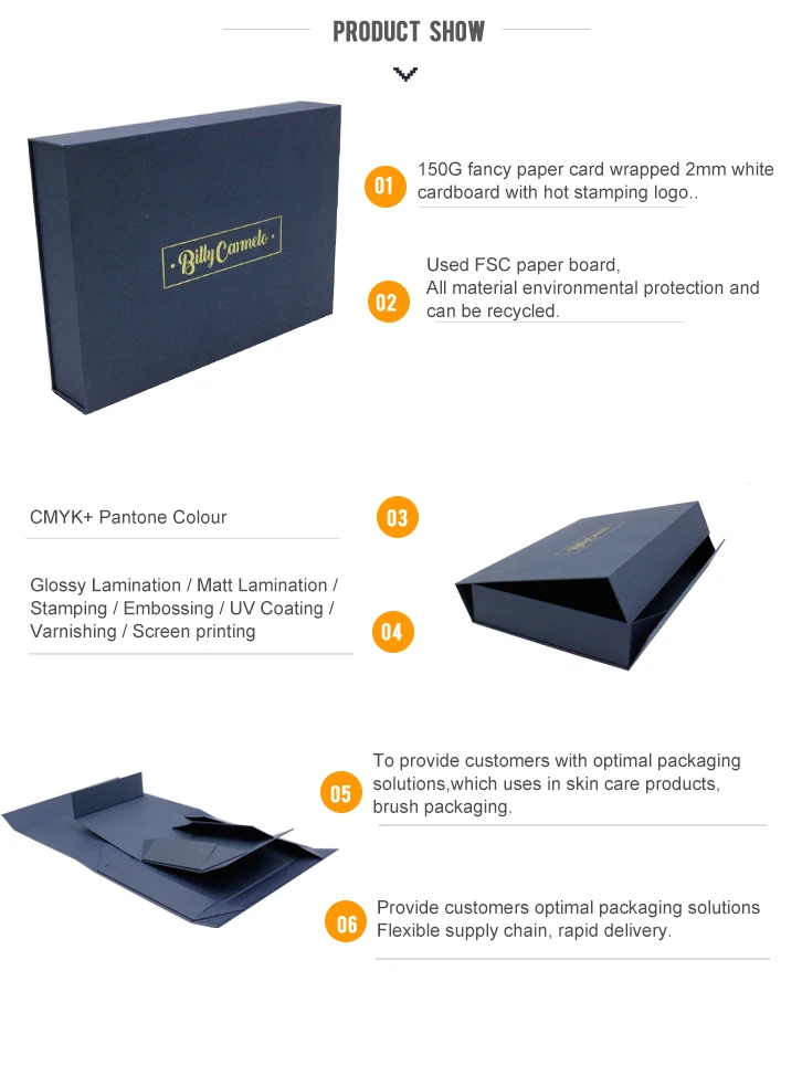 new design rigid cardboard paper foldable gift box with magnetic