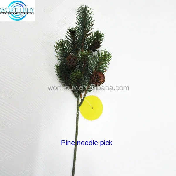 high simulation pine needle decorative christmas pick w/ natural