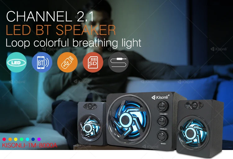 Kisonli High Quality Multimedia Digital USB PC Speaker System Bluetooths AC Powered 2.1 - ANKUX.COM