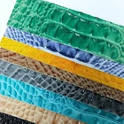 Embossed PU snake skin artificial leather with printing two color