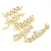 Wholesale Gold Plated Crystal Hope Faith Peace Dream Believe Sideway Word Charms For Bracelets