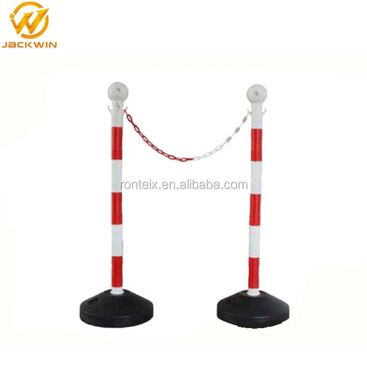 Flexible Red and White Road Bollards Guide Post with Plastic Chain
