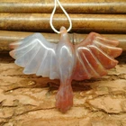 Red agate carved bird pendant gemstone animal bead jewelry charm animal necklace