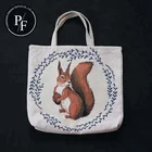 grey fabric animal design jacquard woven cloth reusable grocery shopping bag
