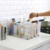 Plastic Rolling Storage Box Large Kitchen Storage Container Clear Organizer Bins with Handle