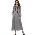 Long sleeve women dress V neck Embroidery Detail muslim dress women