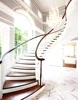 Curved Shape Steel Spiral Staircase Design / Villa Indoor Iron Spiral Stairs