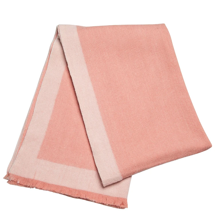 New Fashion Winter Wear Wool Shawl Women Oversize Checked Solid Scarf Two Color Jacquard Wool Shawl for Women