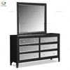 Black bedroom furniture dressing 6 drawers mirror storage cabinet