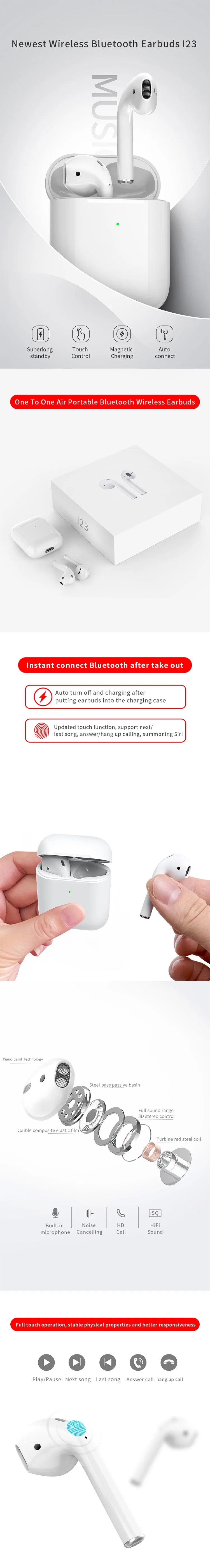 Original factory big promotion headphones real 1:1 earpod earphones i12 i30 i88 i100 i200 i23 tws 5.0 wireless charging earbuds - ANKUX.COM
