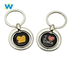 Spinning rotating custom logo round metal epoxy key chain keychain