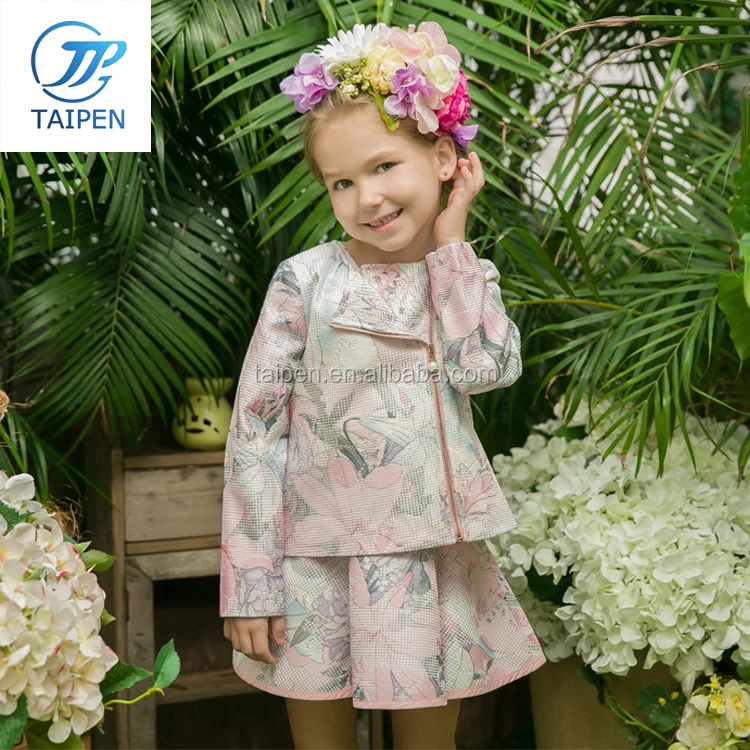 2016 New Model Elegan Girls British Style Beautiful Long Sleeve Dress Spring 2 Pcs Set T16353