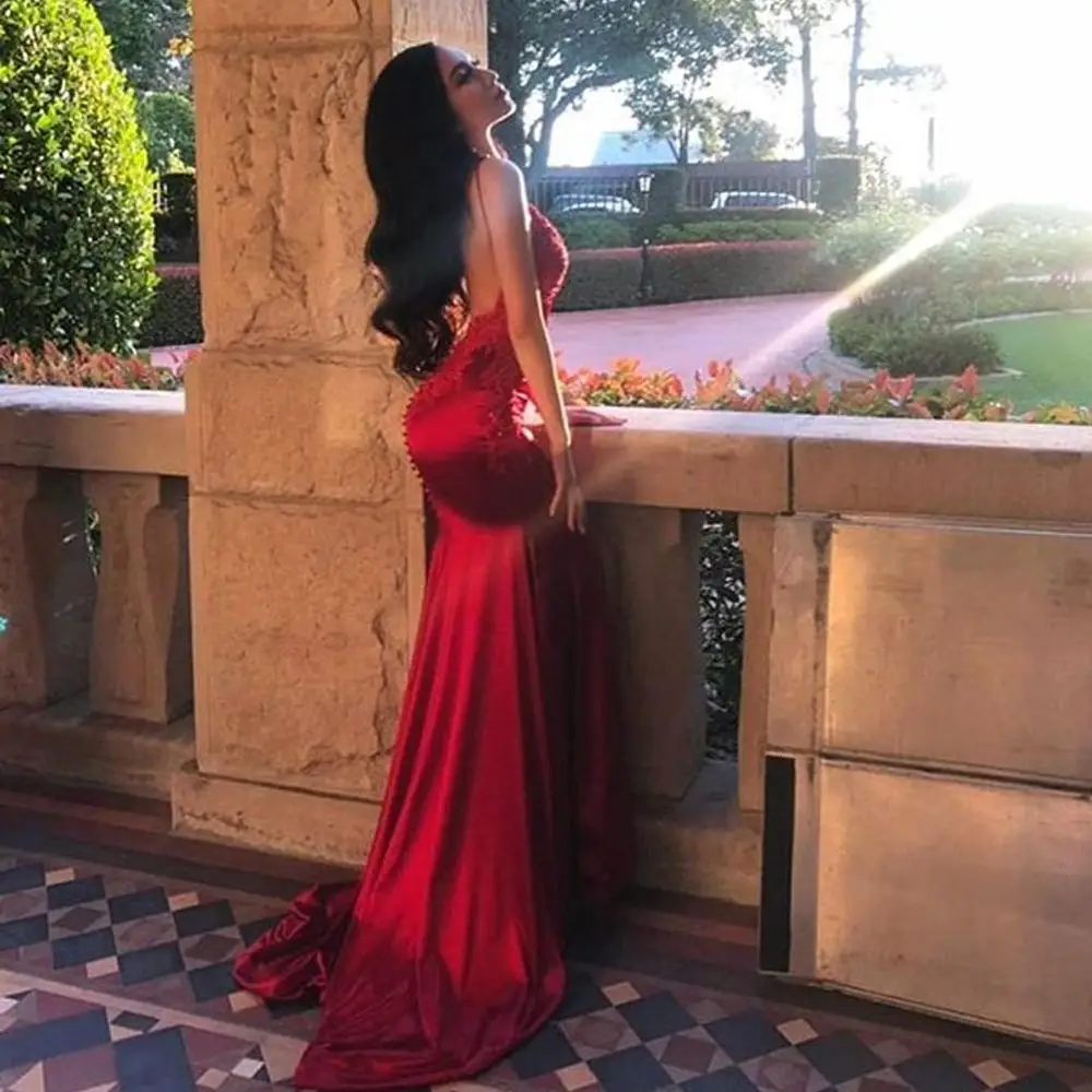 2019 Western Ladies Deep Wine Red Spaghetti Straps Sexy Mermaid Bare Back Revealing Evening Dress
2019 Western Ladies Deep Wine Red Spaghetti Straps Sexy Mermaid Bare Back Revealing Evening Dress